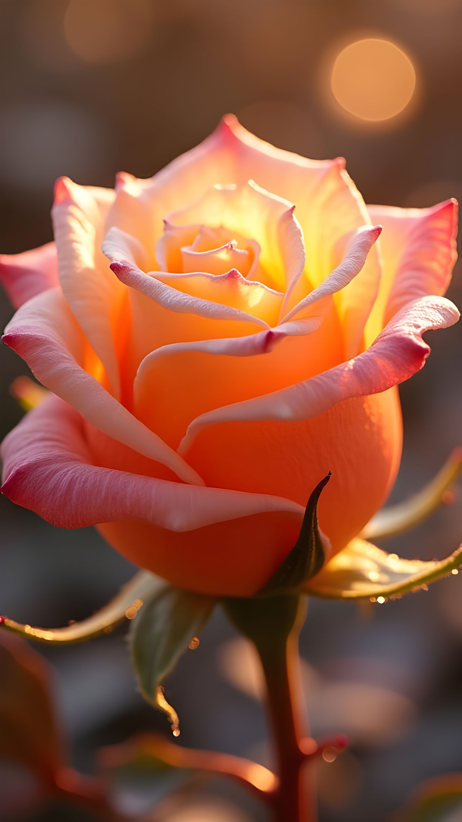 Ethereal Rosebud in Vibrant, Shimmering Glass Tendrils