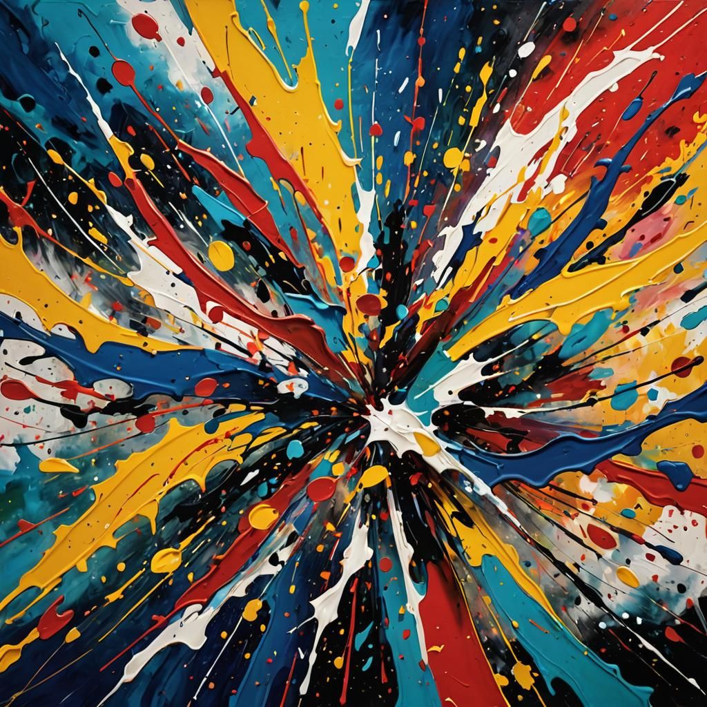 Abstract Expressionism Painting in Pollock and Kandinsky Sty...