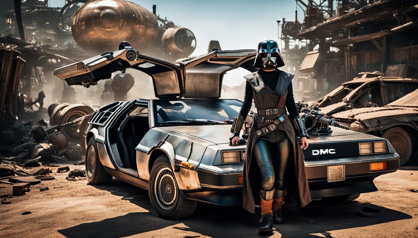 Cyberpunk Steampunk Fusion in Dystopian Future