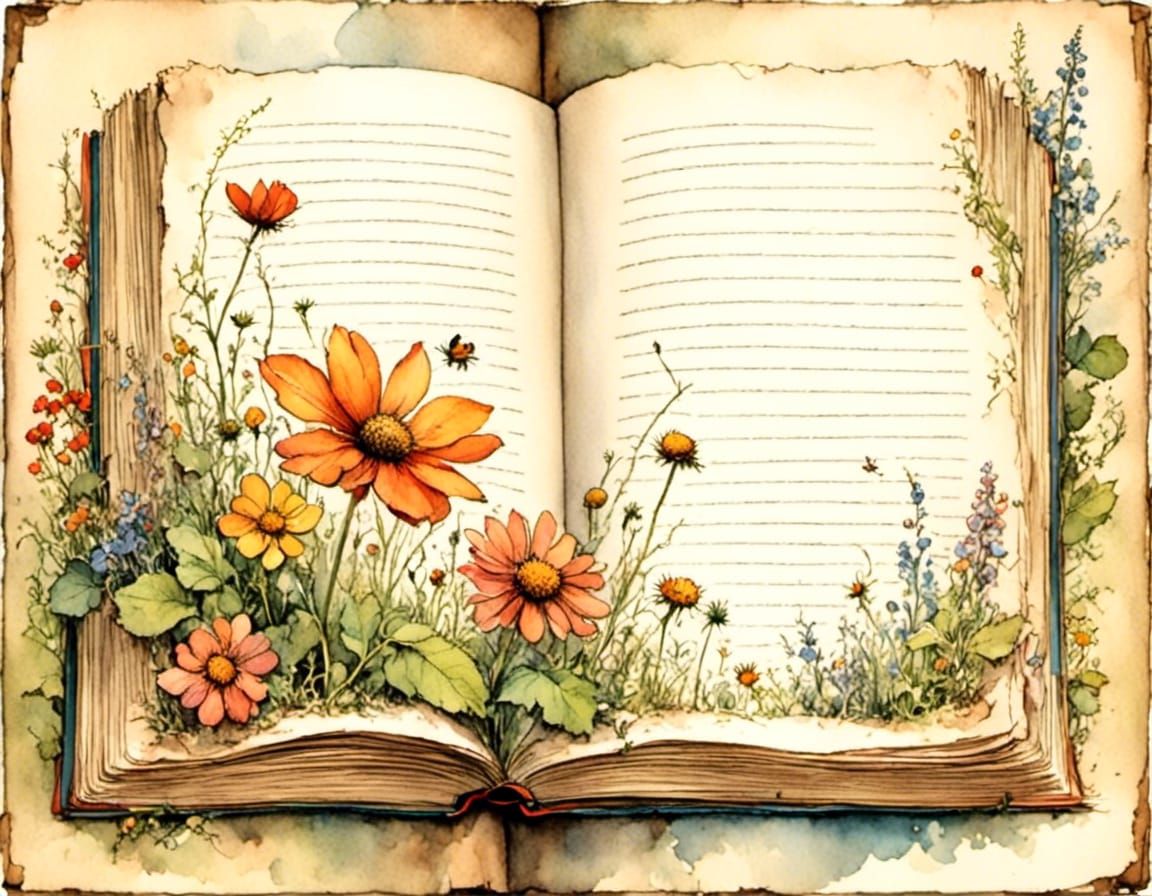 Vintage Journal with Floral Border