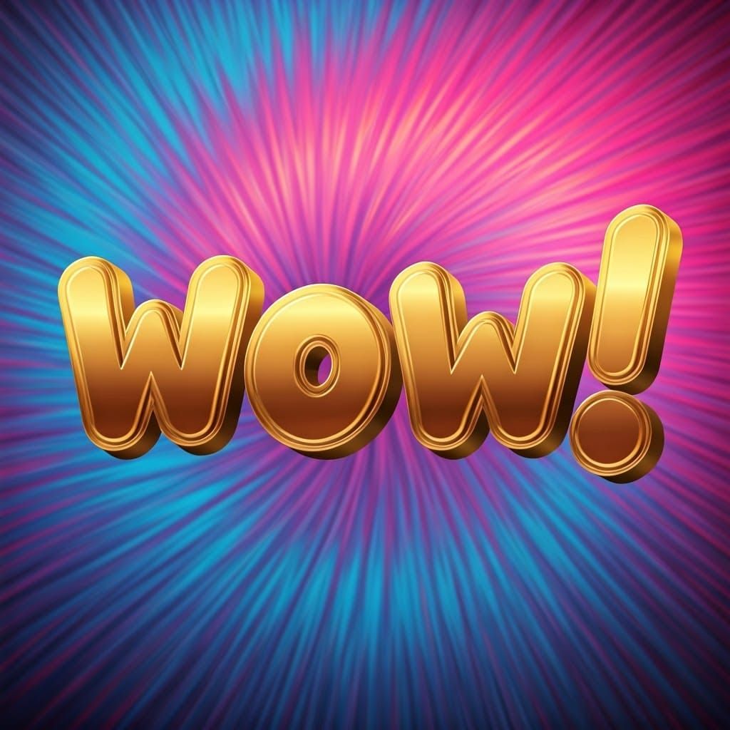 Golden WOW! in Psychedelic Tie-Dye Style