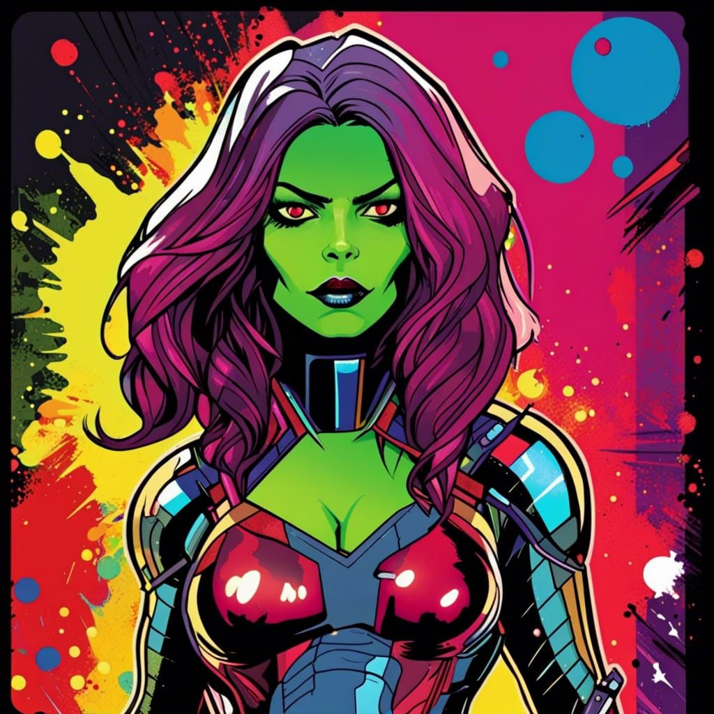 Gamora in Pop Art with Splash Colors
