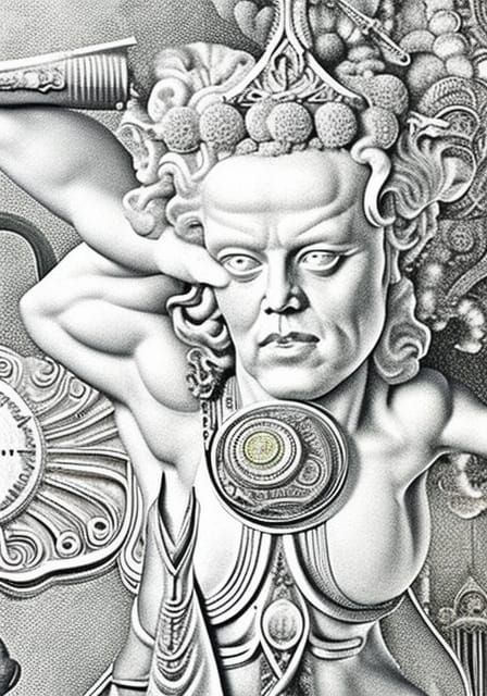 David in Post-Apocalyptic Wonderland: Detailed Pencil Drawin...