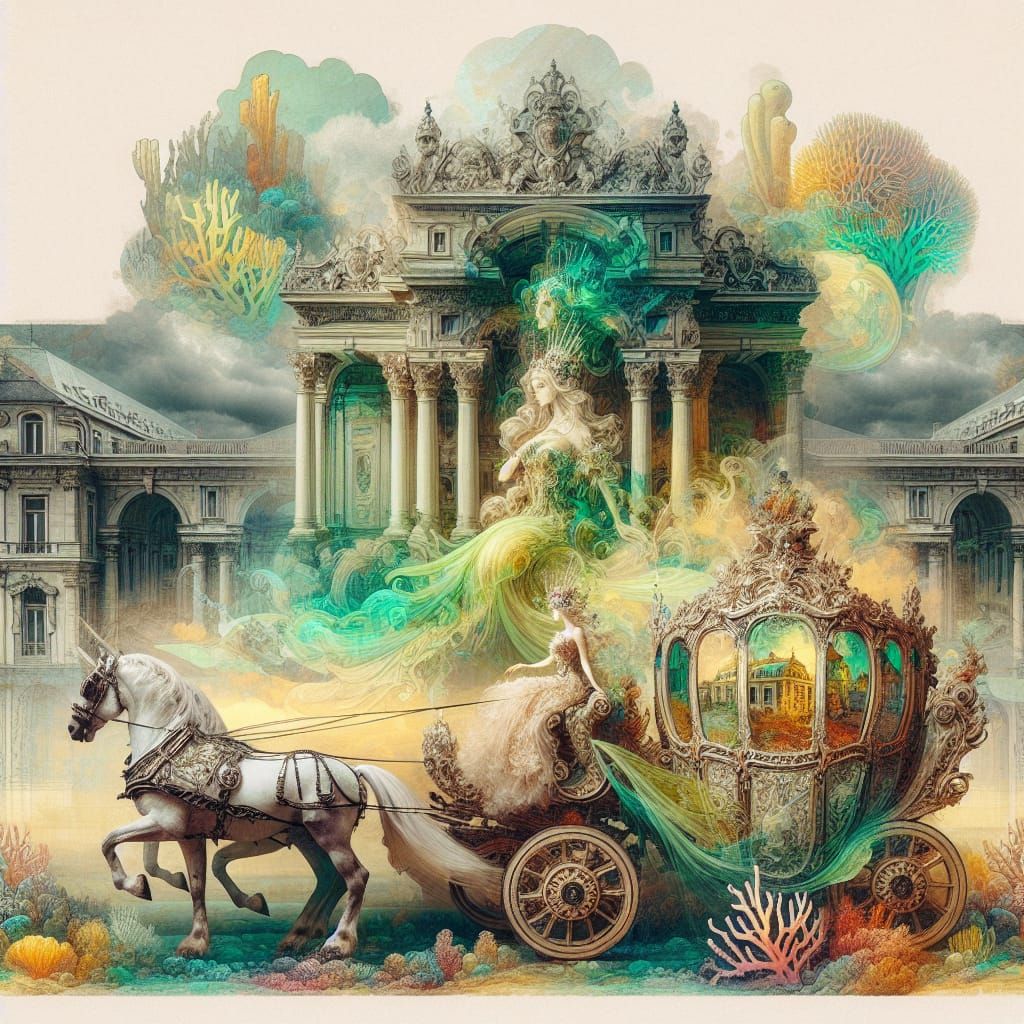 Double Exposure Artwork: Impressionist Landscape Meets Fanta...