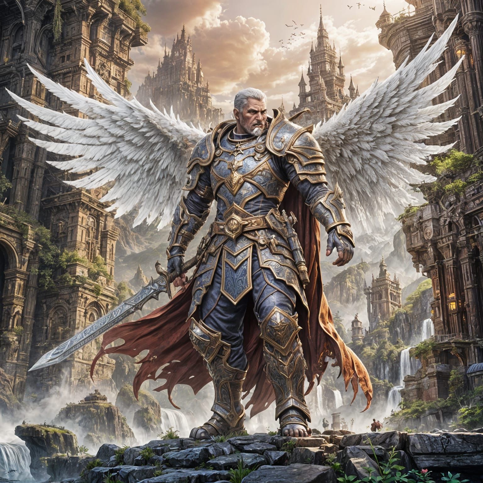 Fantastical Paladin in Detailed Matte Painting Style
