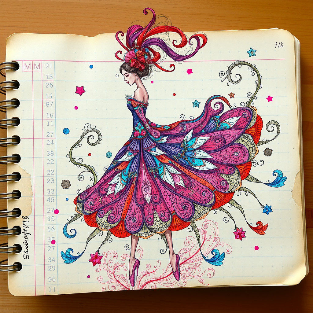 Whimsical 3D Ballerina Doodle in Surrealist Style