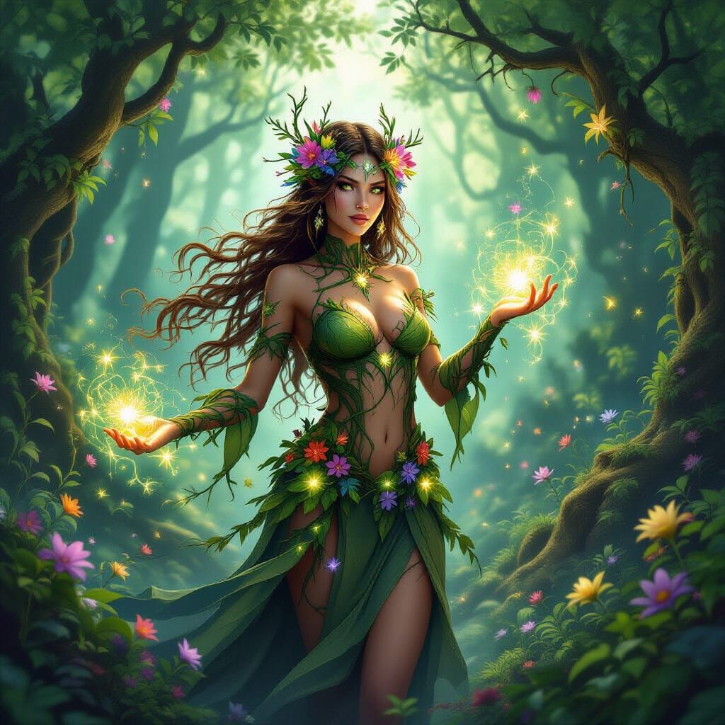 Nature Mage Summons Enchanted Forest Plants