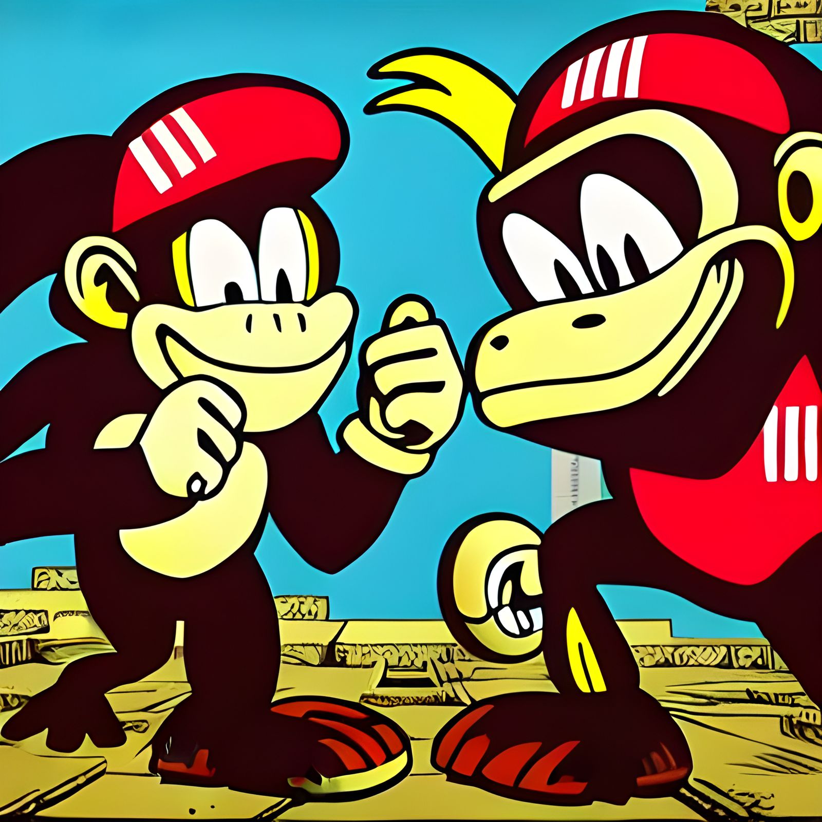 Sonic and Donkey Kong Art in Street Art Style