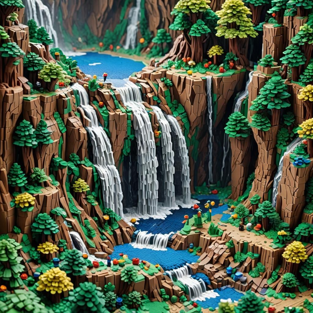 Lego Brick Waterfall Landscape