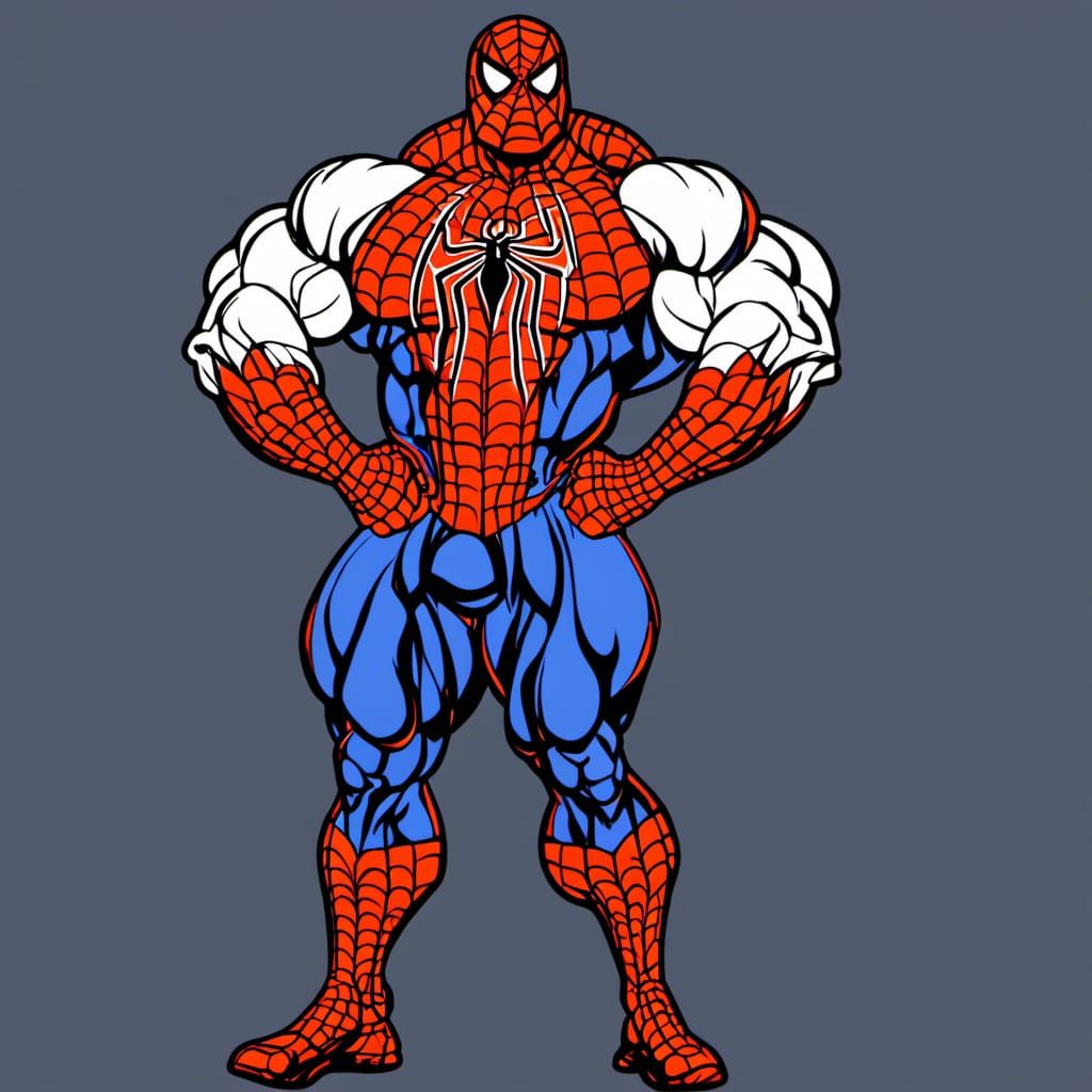 Muscular Spider-Man Bodybuilder Digital Drawing