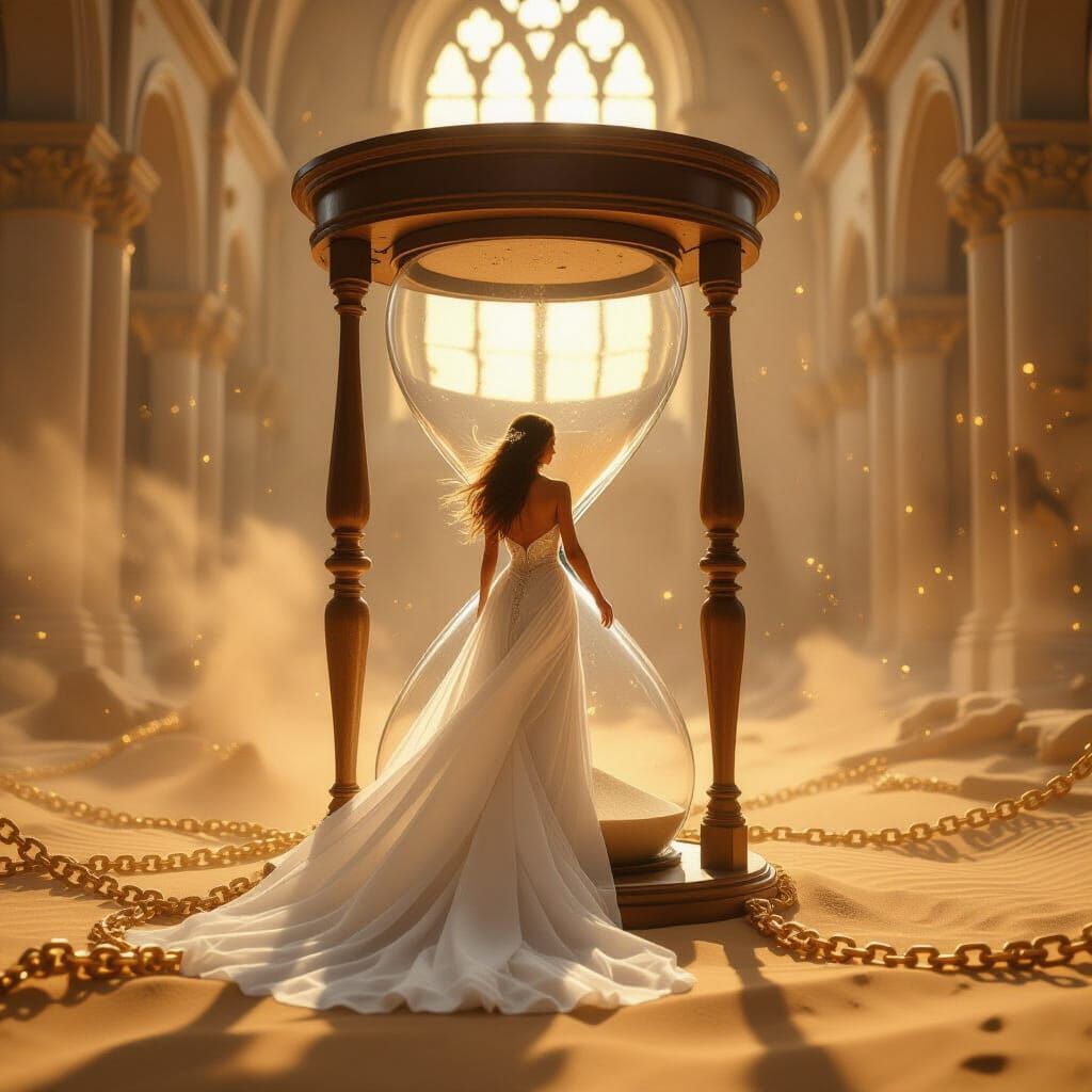 Hourglass Guardian in Sandstorm, Digital Art