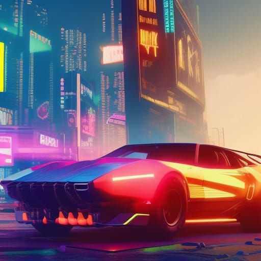 Cyberpunk Stock Rise in Neon Cityscape