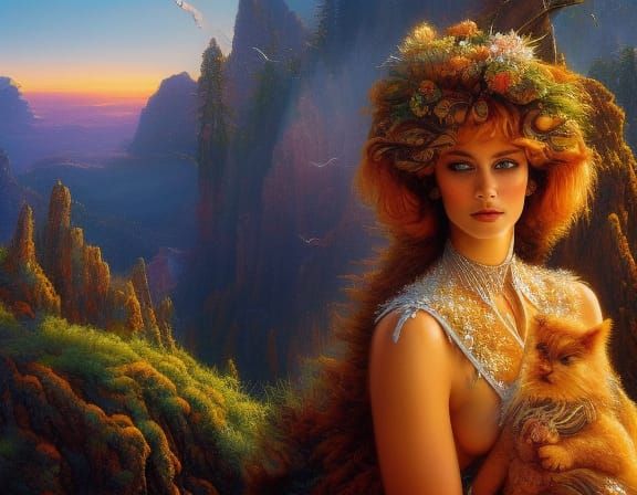 Space Cat Wookiee in a Detailed Digital Painting