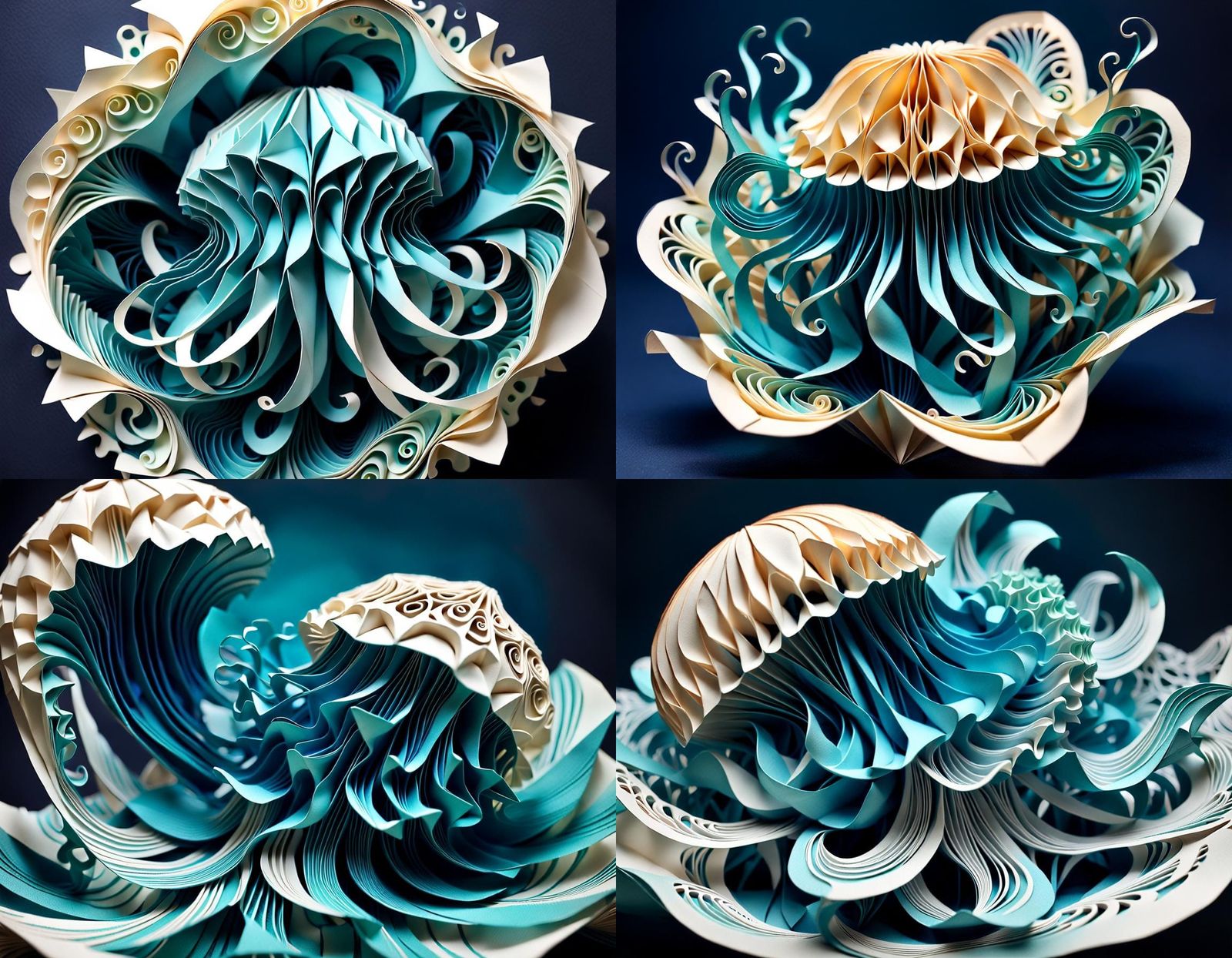 Homunculus and Jellyfish in Kirigami Origami Art