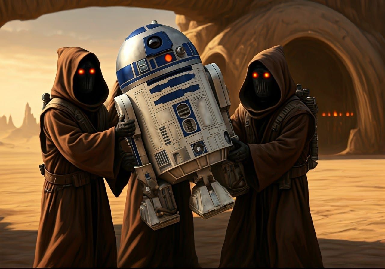 Jawas Transporting R2-D2 on Tatooine