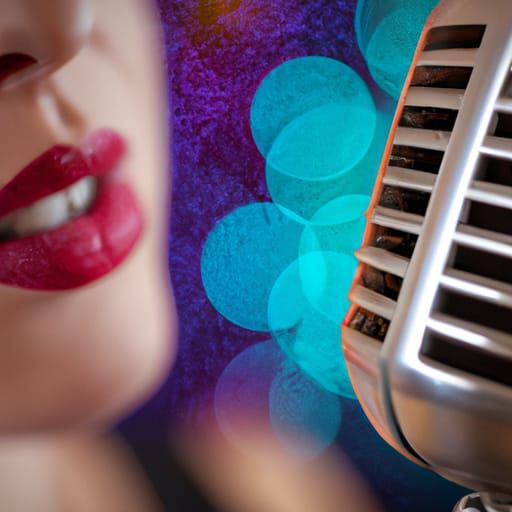 Red Lips Singing Jazz in Professional Photo