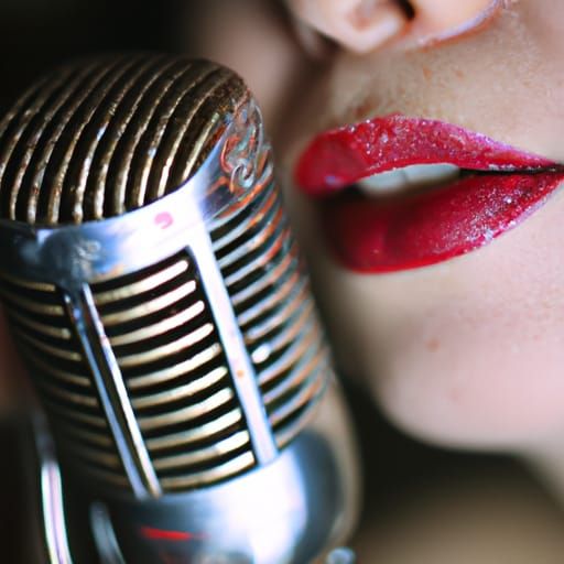 Close-Up of Jazz Singer with Red Lips