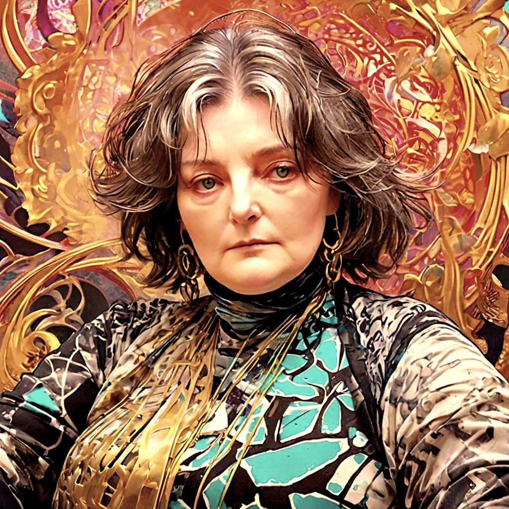 Dreamlike Melting Woman Portrait in Art Nouveau Style