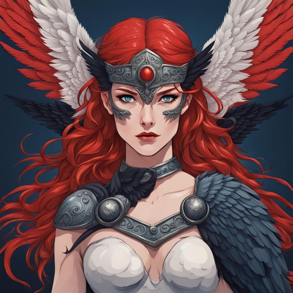 Valkyrie of Norse Mythology with Black Wings