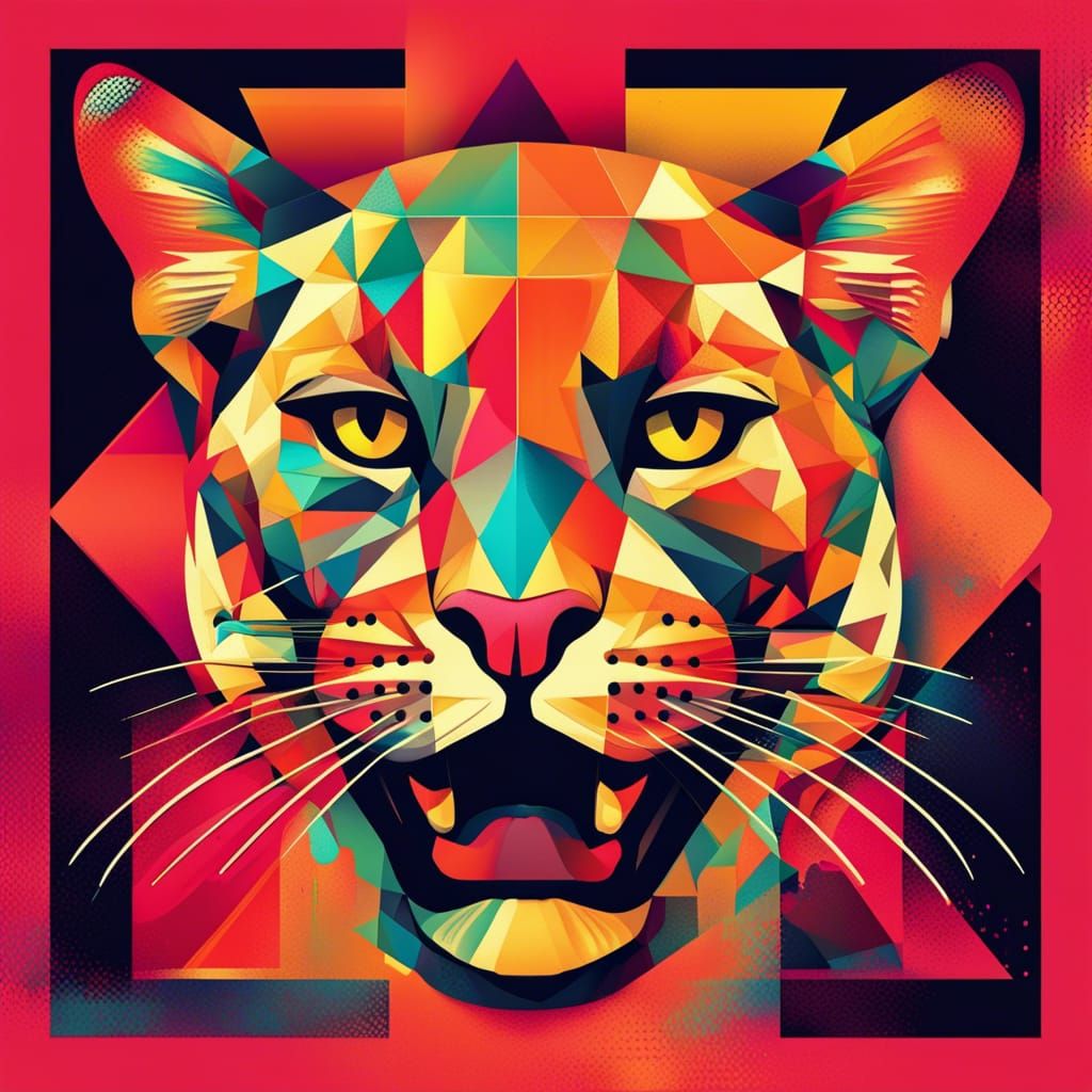 Puma in Geometric Pop Art Style