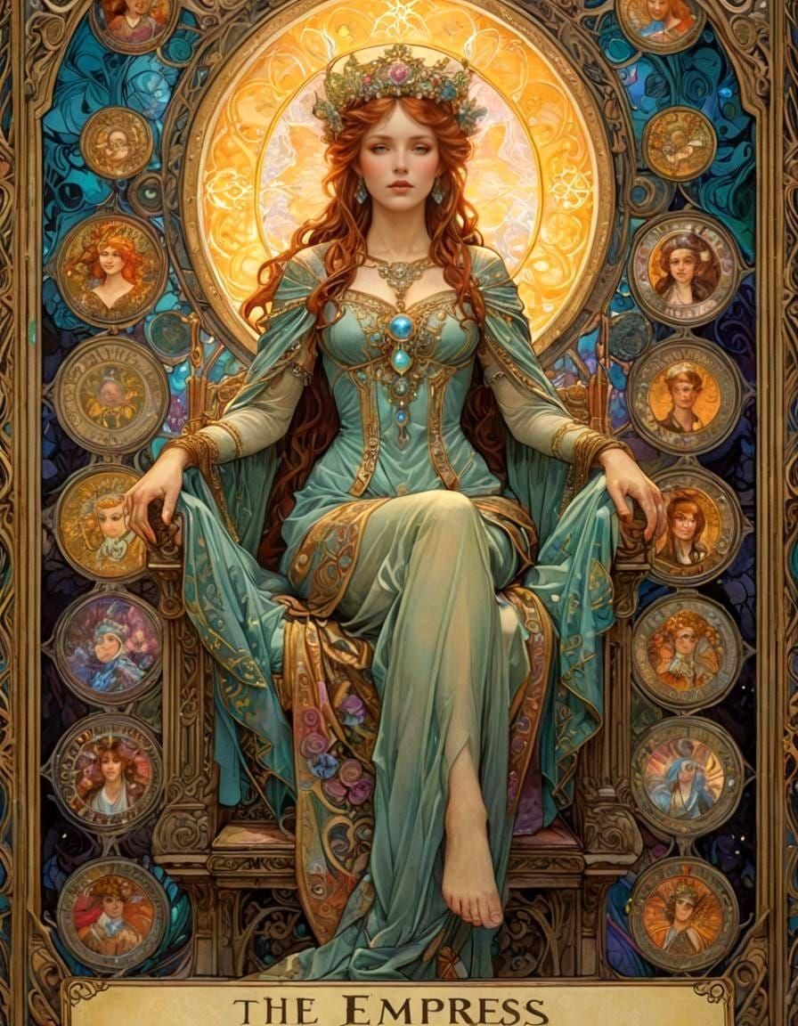 The Empress Tarot Card Portrait in Art Nouveau Style