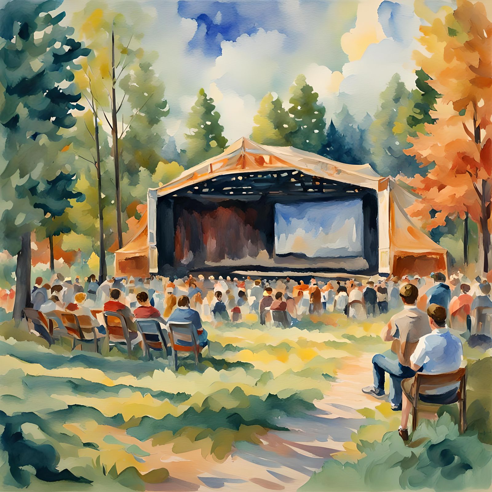 Theater Camp in Gouache and Watercolor Style