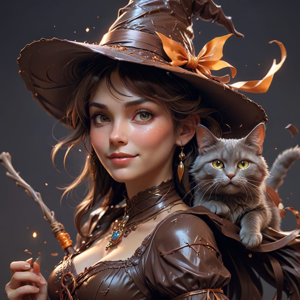 Chocolate Witch Concept Art Portrait in 8k