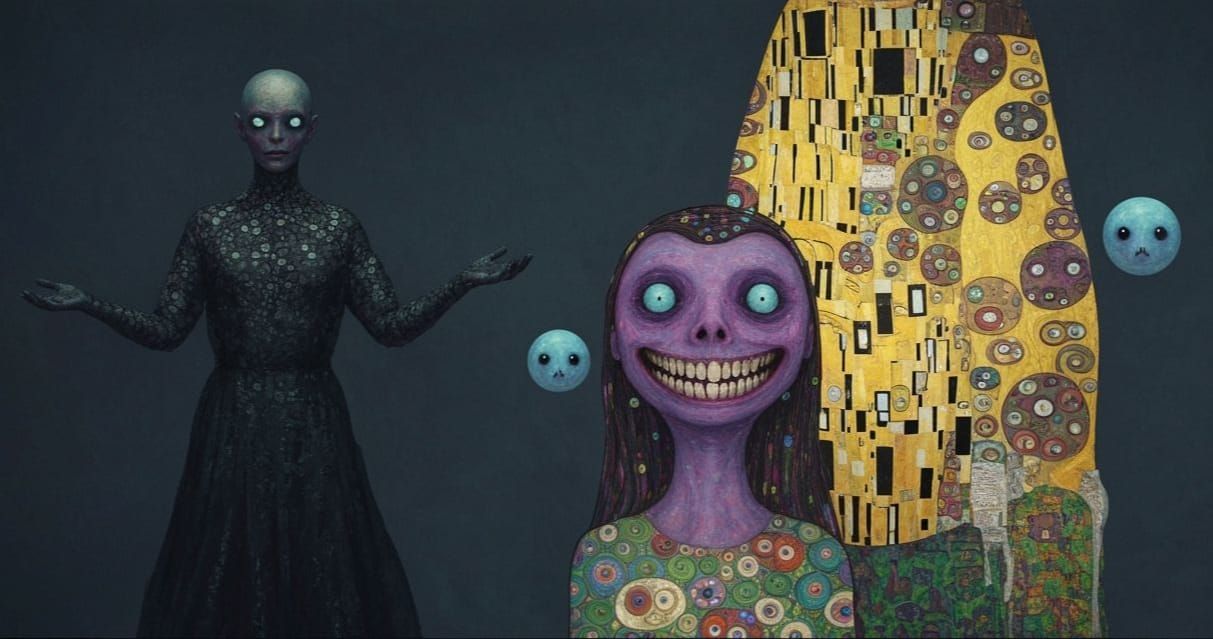 Blue Meanies in Klimt and Beksinski Style