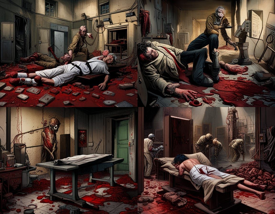 Horrific Operating Room Scene in Detailed Matte Painting
