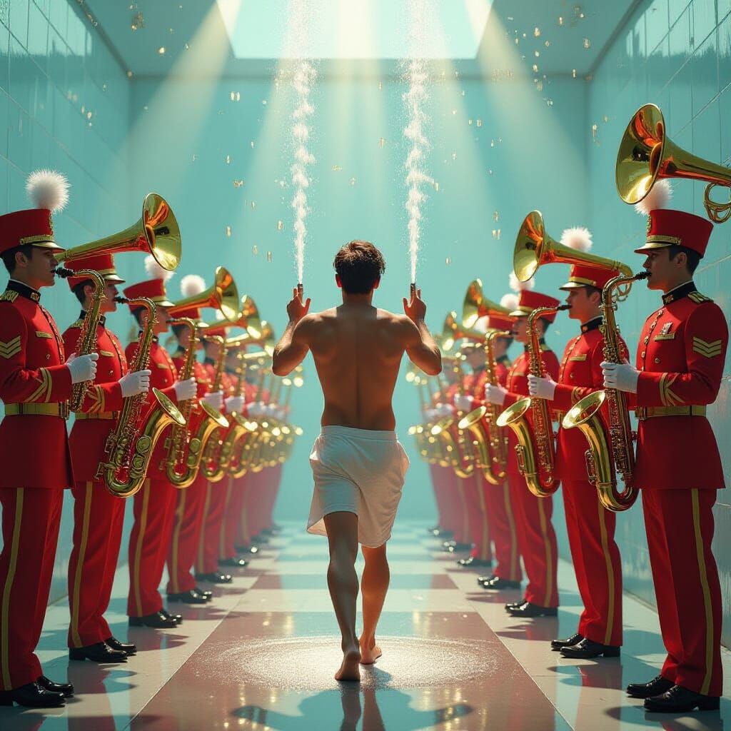Surreal Shower Marching Band: A Digital Art Spectacle