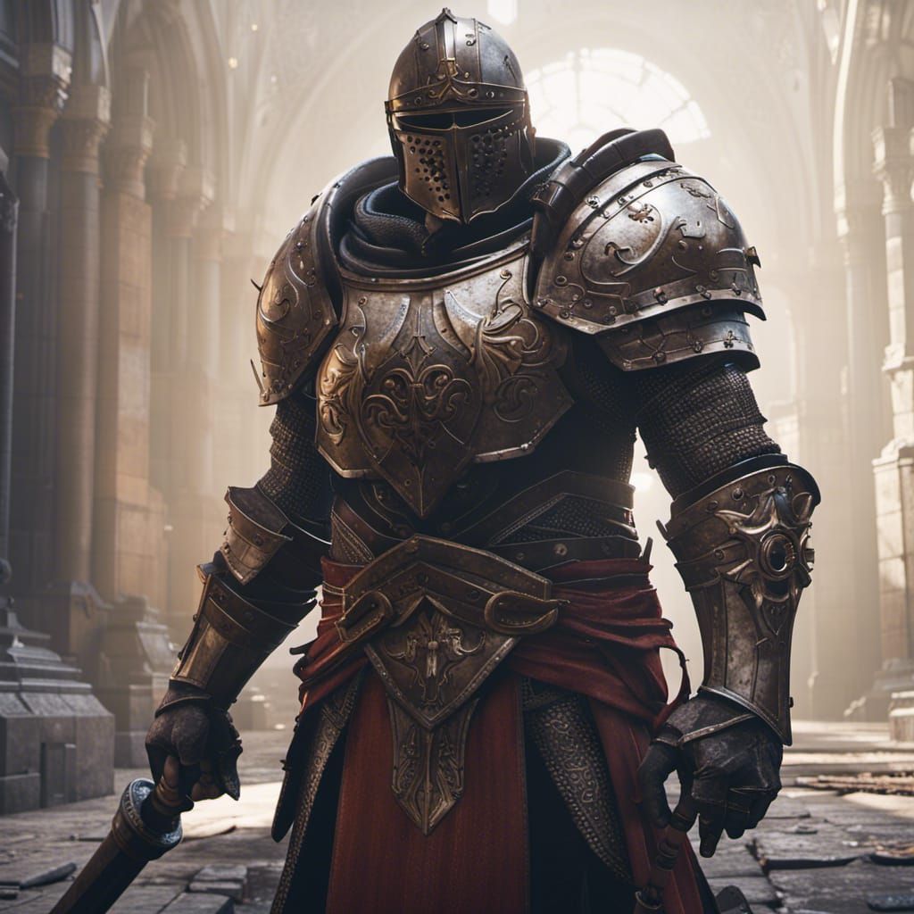 Stoic Knight Templar: Epic 3D Video Game Art