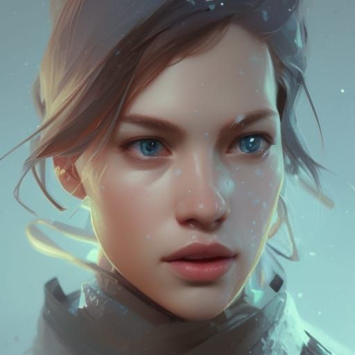 Icy Portrait in Hyperdetailed Digital Art Style