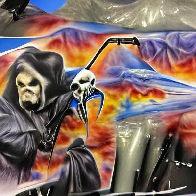 Minimalist Grim Reaper Graphic in Black and White