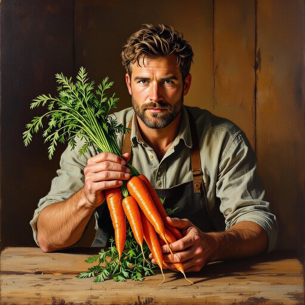 Person Holding Carrots in Earthy Tones