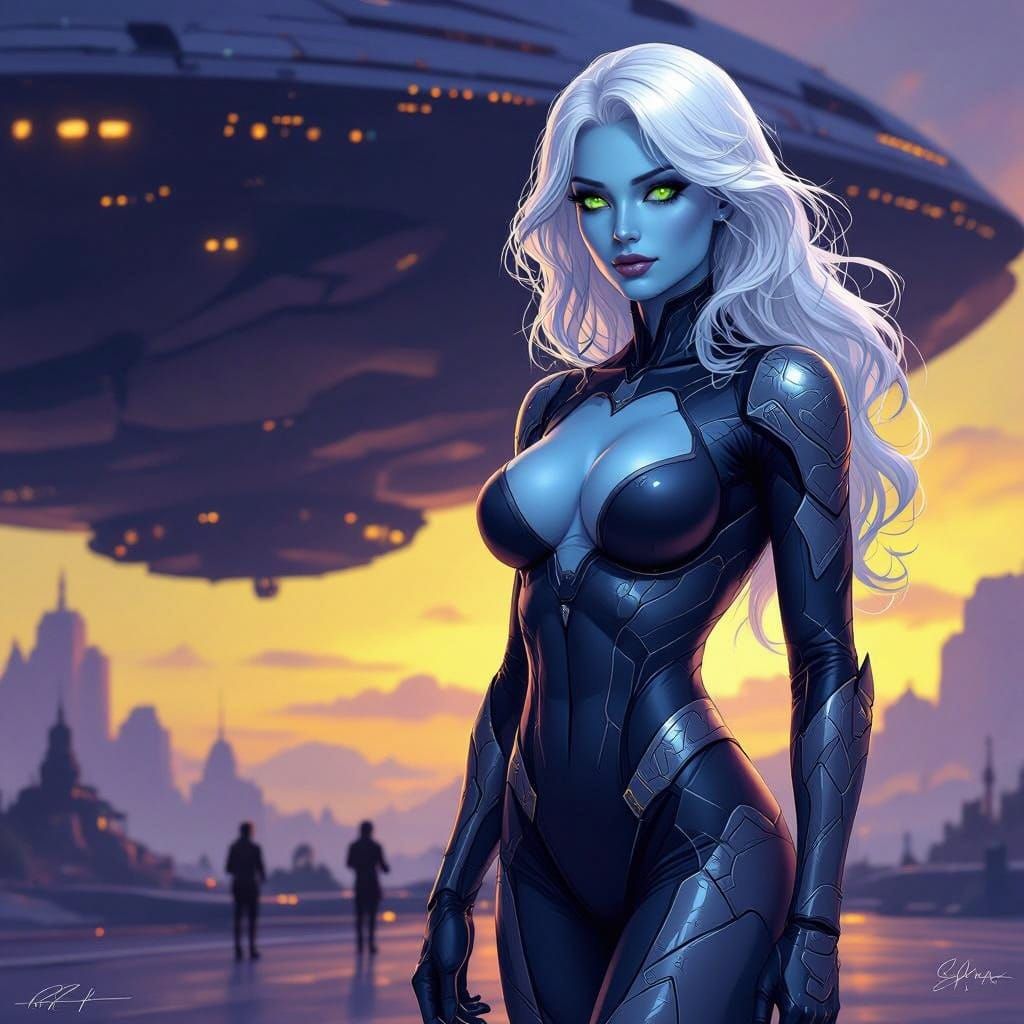 Mysterious Sci-Fi Goddess in High-Tech Armor