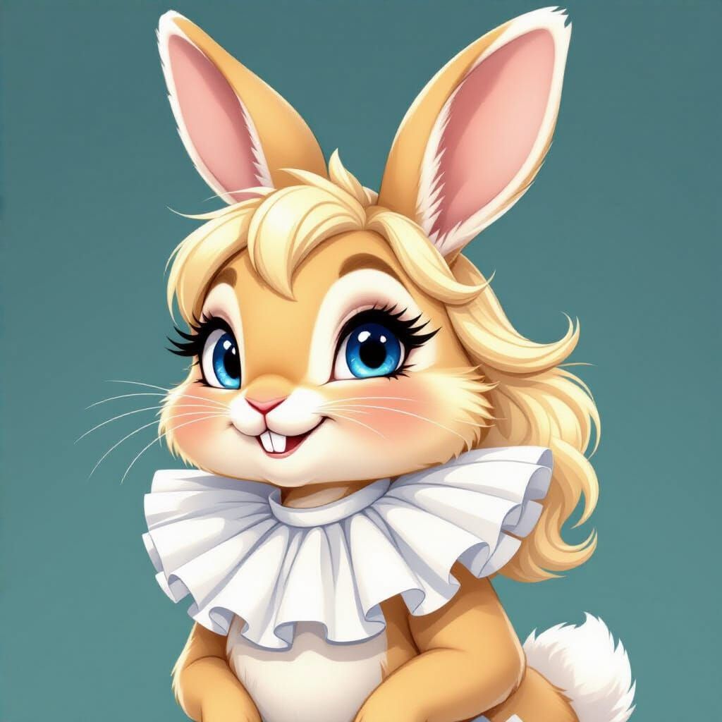 Blond Rabbit Character in Apple Emoji Style