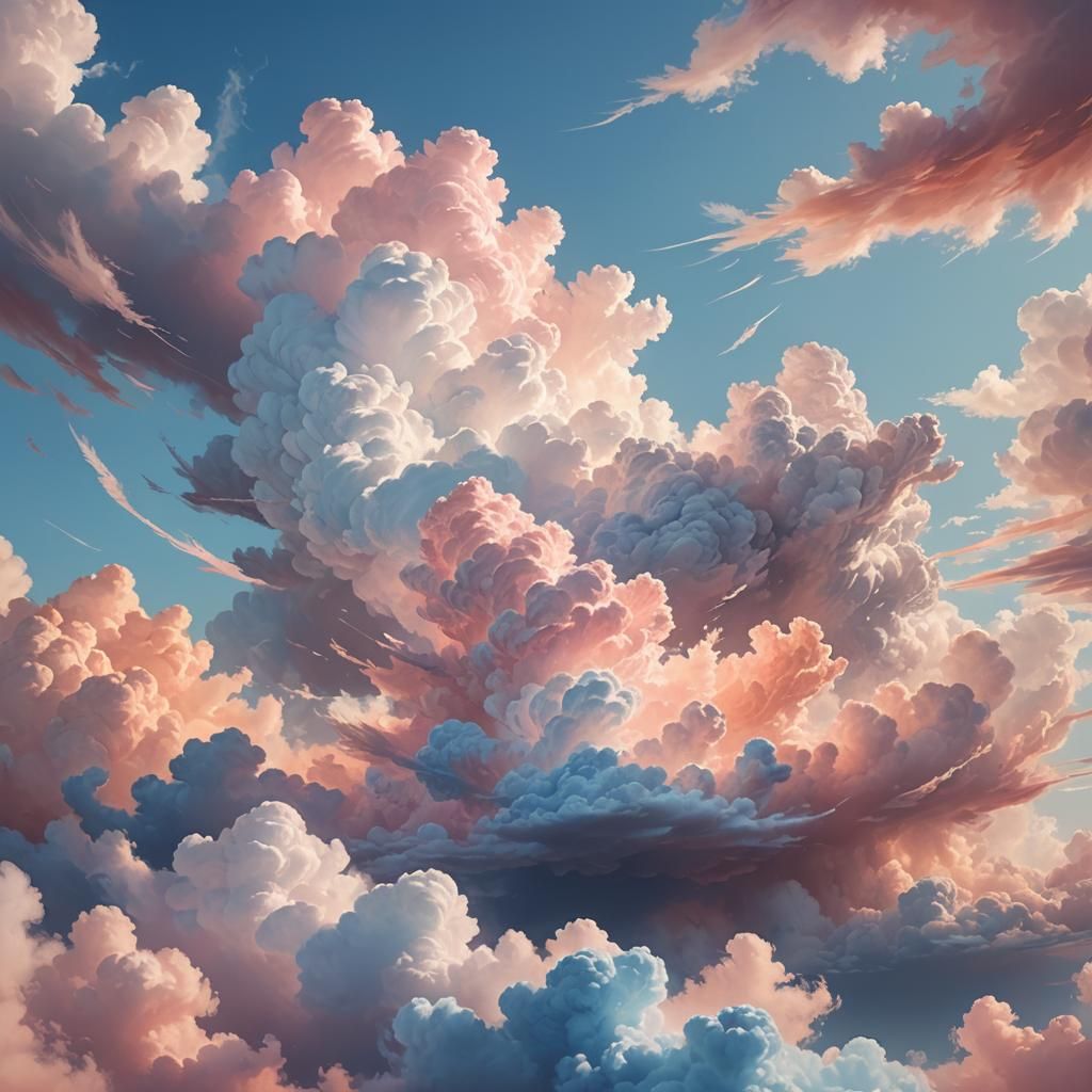 Pink Cloud Formation in Pale Blue Sky