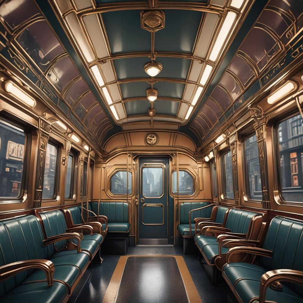 Art Deco Metro Car Interior in Detailed Matte Painting