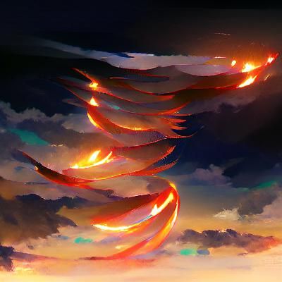 Rising Phoenix with Fire Wings and Light
