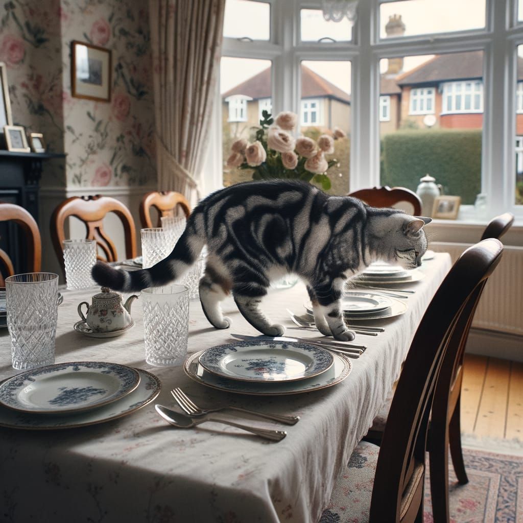 Striated Feline Delicacy in English Suburban Setting