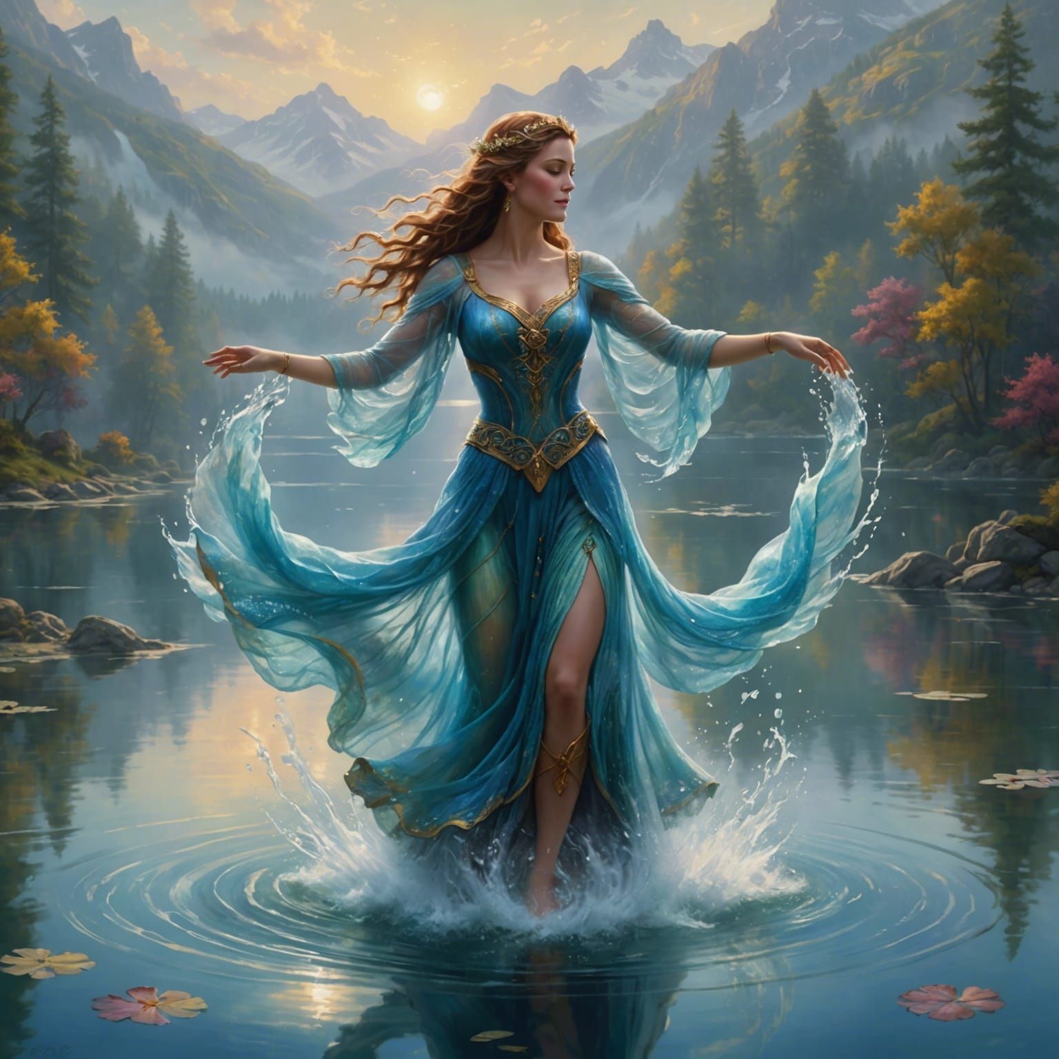 Water Goddess Dancing on a Lake: Fantasycore Still