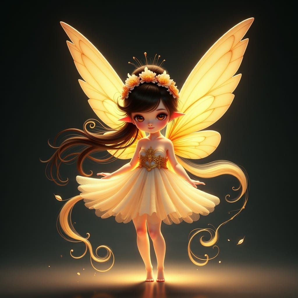 Ethereal Fairy with Translucent Wings in Chinese Art Style