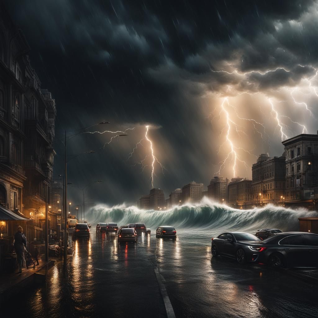 City Flood: Giant Waves and Stormy Escape