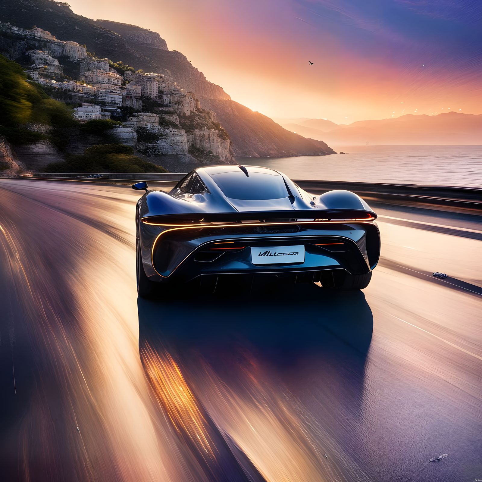 McLaren Speedtail on Monaco Coast at Golden Hour