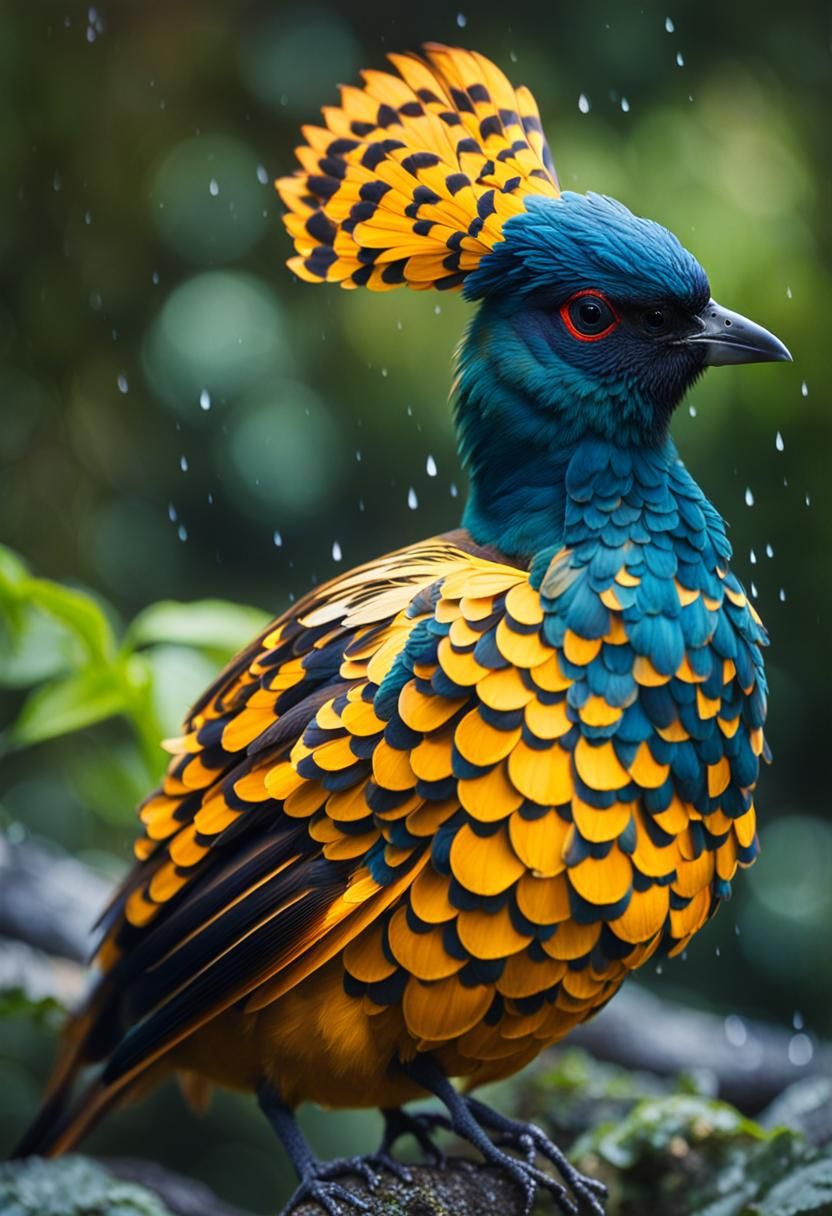 Exotic Bird in Rainforest: Hyperrealistic Photography