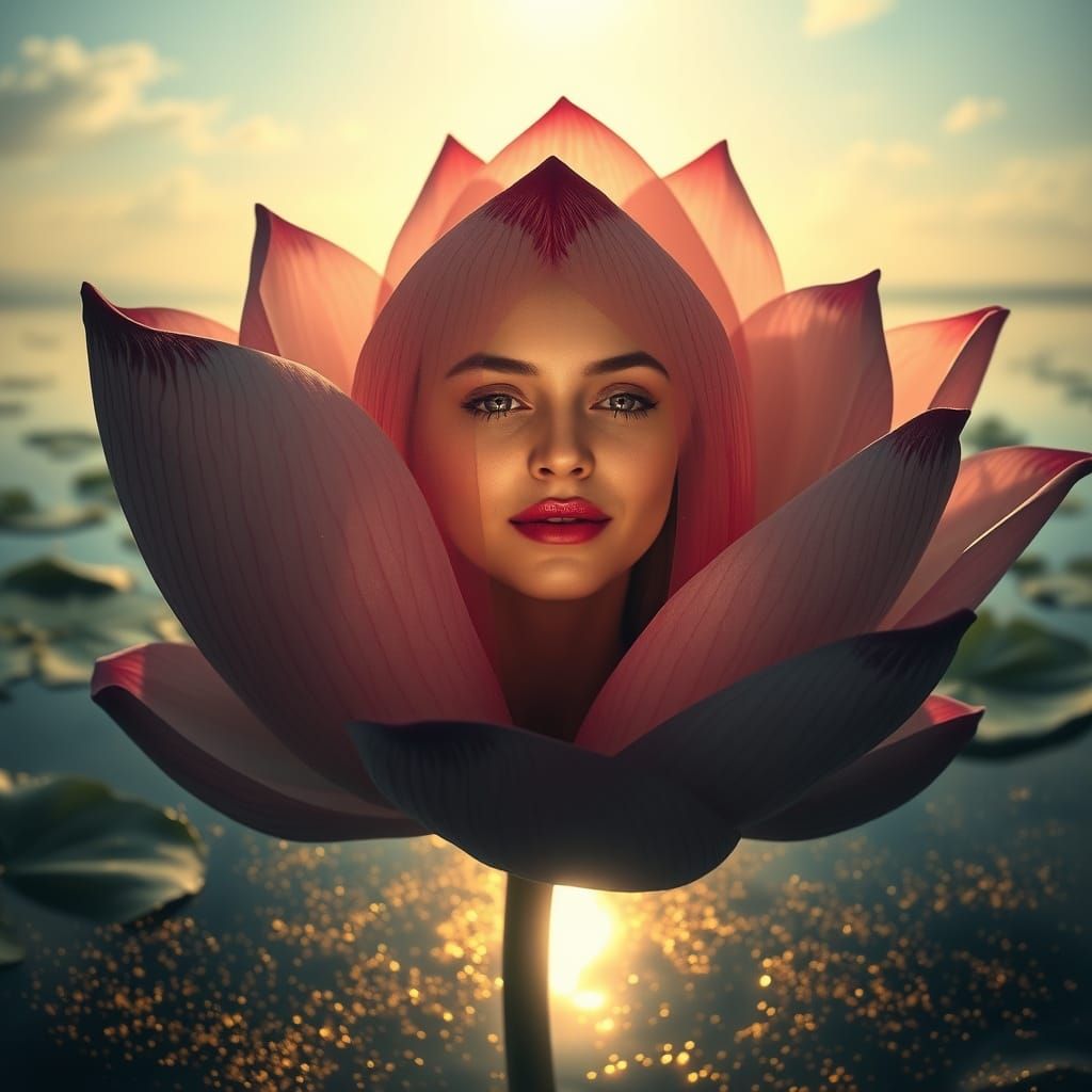 Lotus Goddesses in Ethereal Reflection