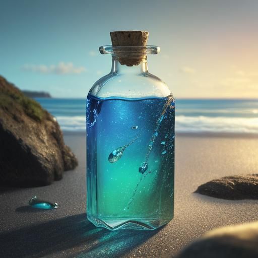 Hyperrealistic Beach-scape in a Bottle Digital Art