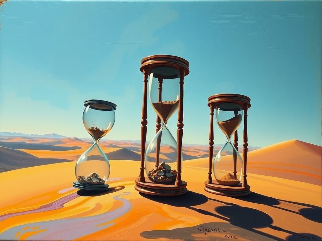 Surreal Desert Hourglasses in Salvador Dali Style
