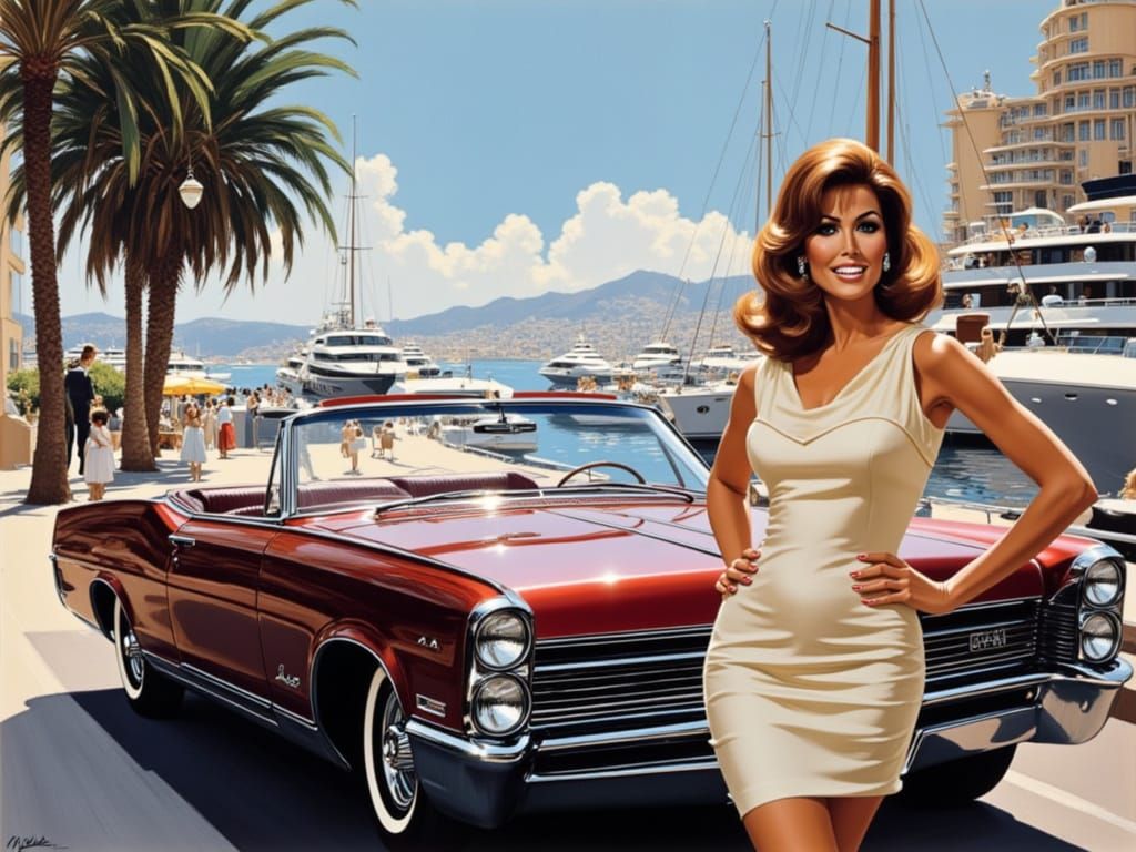Glamorous 1966 Monaco Scene with Burgundy Pontiac