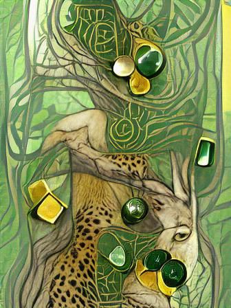 Nature Tarot Card with Green and Gold Design